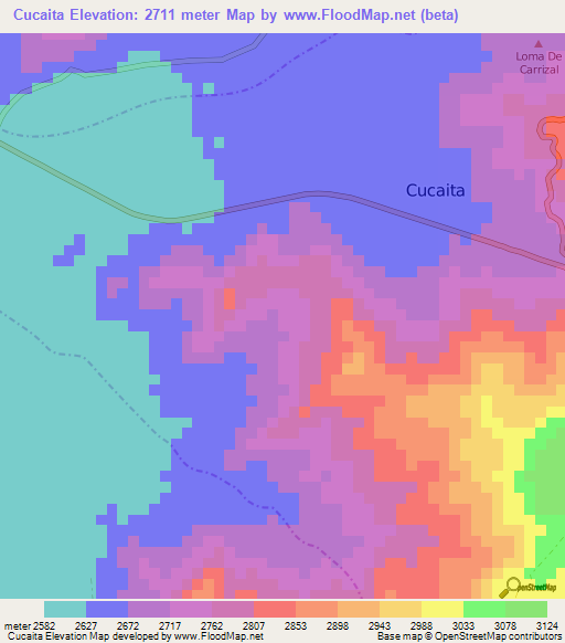 Cucaita,Colombia Elevation Map