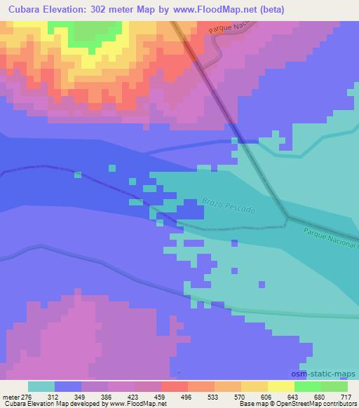 Cubara,Colombia Elevation Map