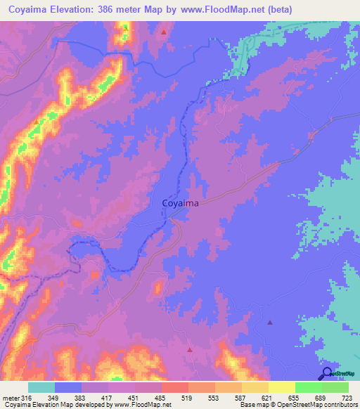 Coyaima,Colombia Elevation Map