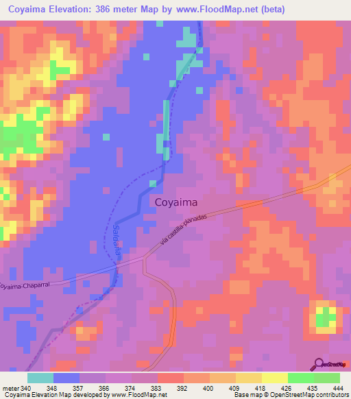 Coyaima,Colombia Elevation Map