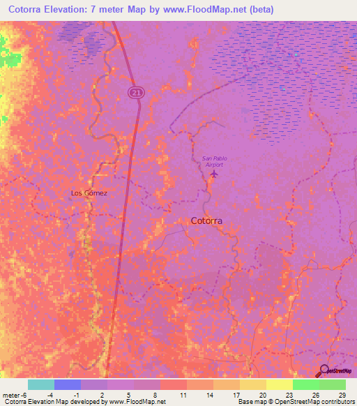 Cotorra,Colombia Elevation Map