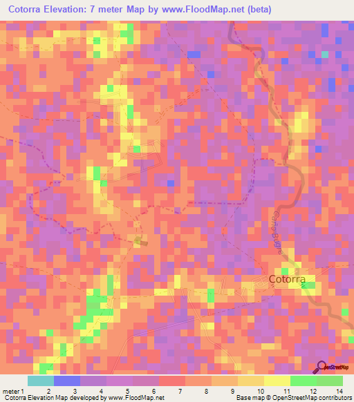 Cotorra,Colombia Elevation Map