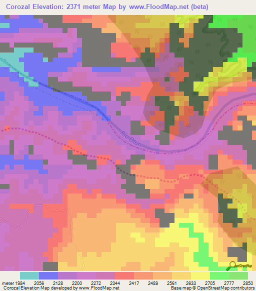 Corozal,Colombia Elevation Map