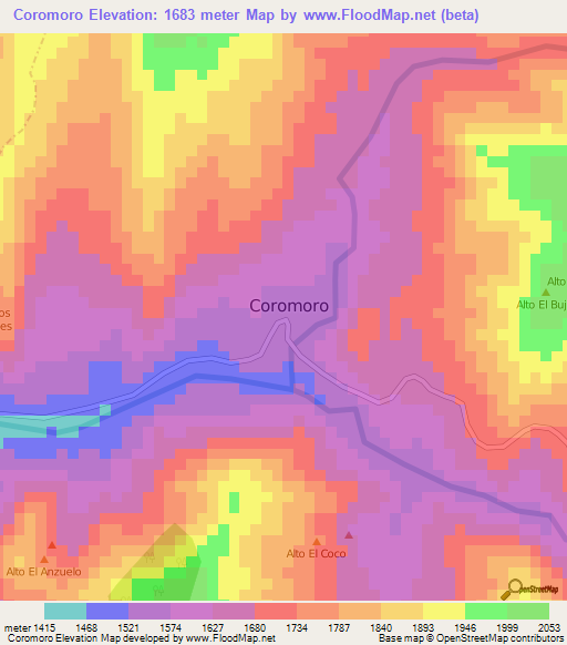 Coromoro,Colombia Elevation Map