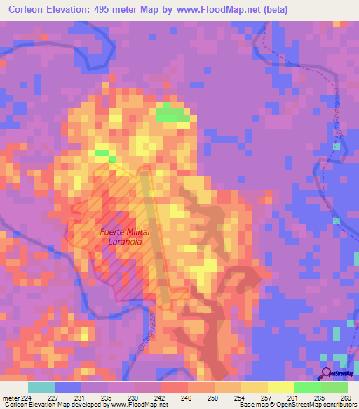 Corleon,Colombia Elevation Map