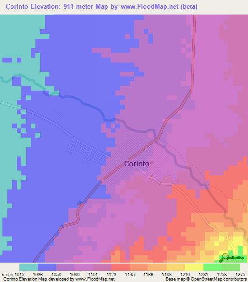 Corinto,Colombia Elevation Map