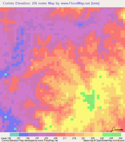 Corinto,Colombia Elevation Map