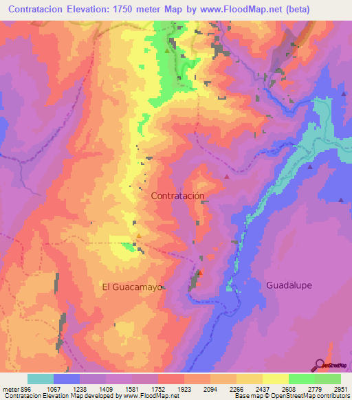 Contratacion,Colombia Elevation Map