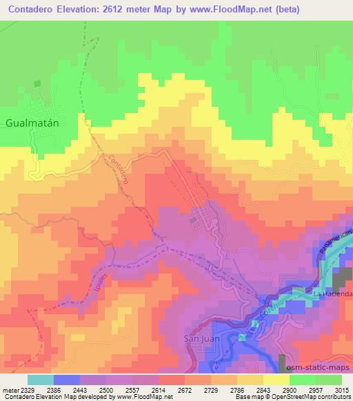 Contadero,Colombia Elevation Map