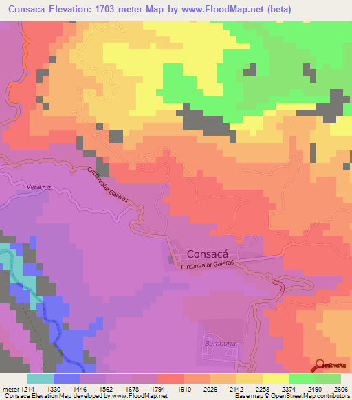 Consaca,Colombia Elevation Map