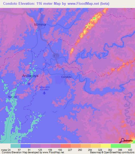 Condoto,Colombia Elevation Map