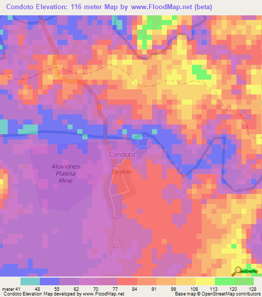 Condoto,Colombia Elevation Map