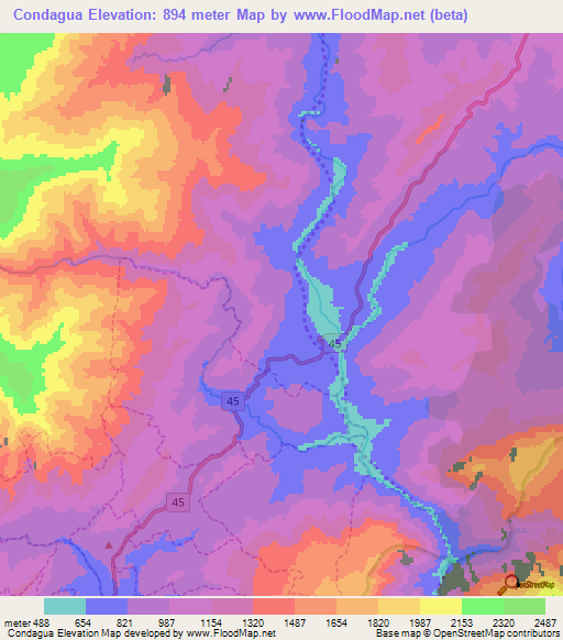 Condagua,Colombia Elevation Map