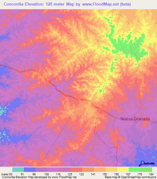 Concordia,Colombia Elevation Map