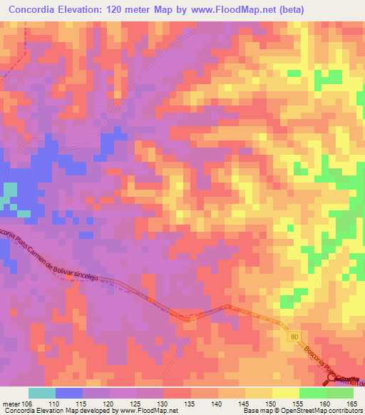 Concordia,Colombia Elevation Map