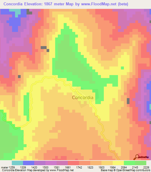 Concordia,Colombia Elevation Map