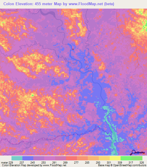 Colon,Colombia Elevation Map