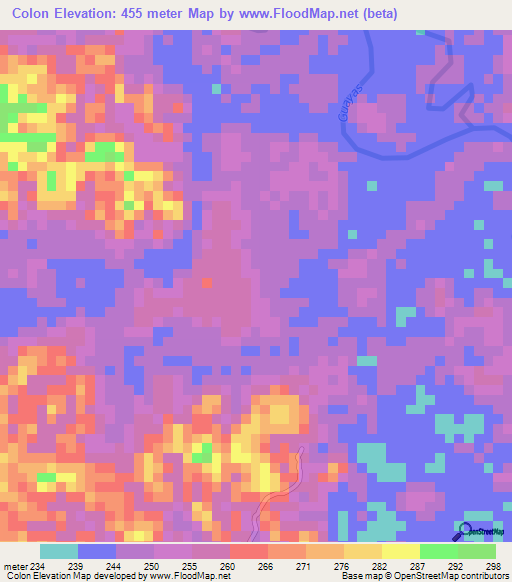 Colon,Colombia Elevation Map