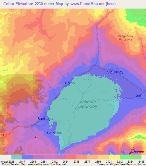 Colon,Colombia Elevation Map