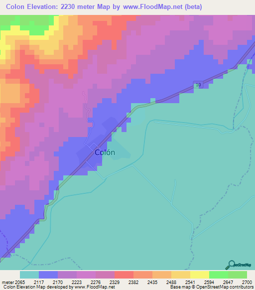 Colon,Colombia Elevation Map