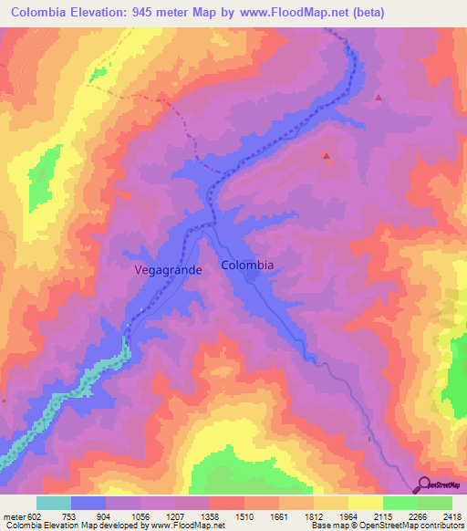 Colombia,Colombia Elevation Map