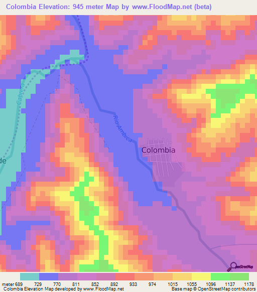 Colombia,Colombia Elevation Map