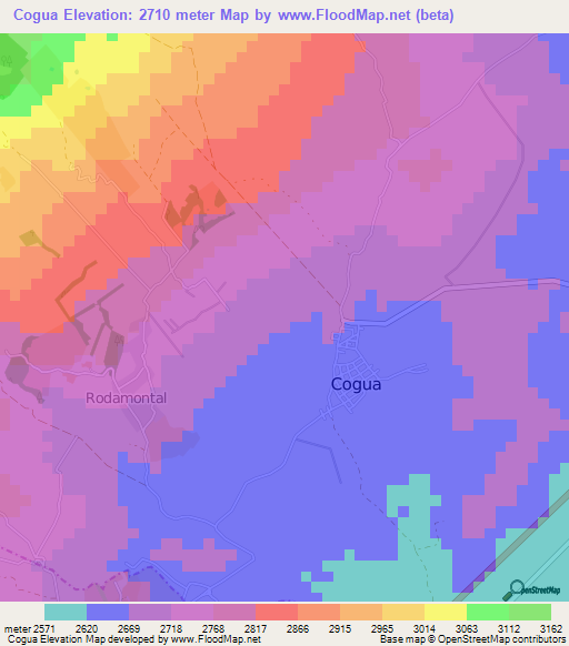 Cogua,Colombia Elevation Map