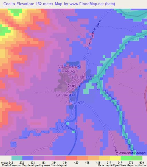 Coello,Colombia Elevation Map