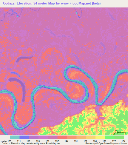 Codazzi,Colombia Elevation Map