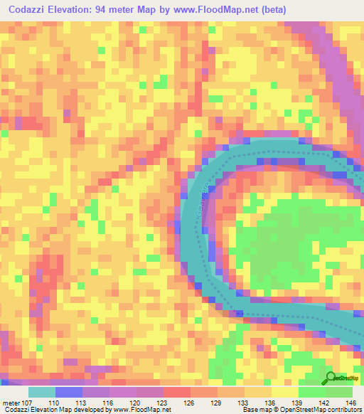 Codazzi,Colombia Elevation Map