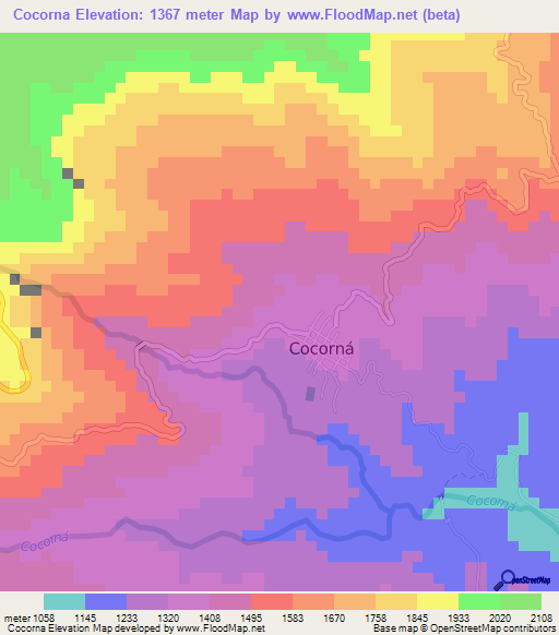 Cocorna,Colombia Elevation Map