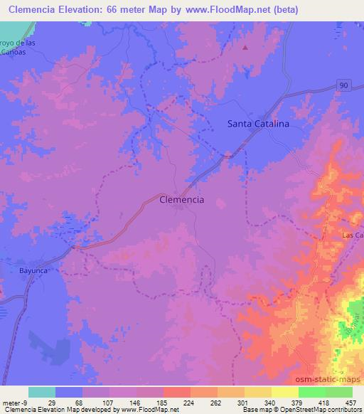 Clemencia,Colombia Elevation Map