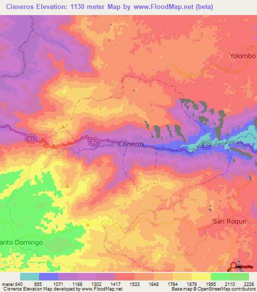 Cisneros,Colombia Elevation Map