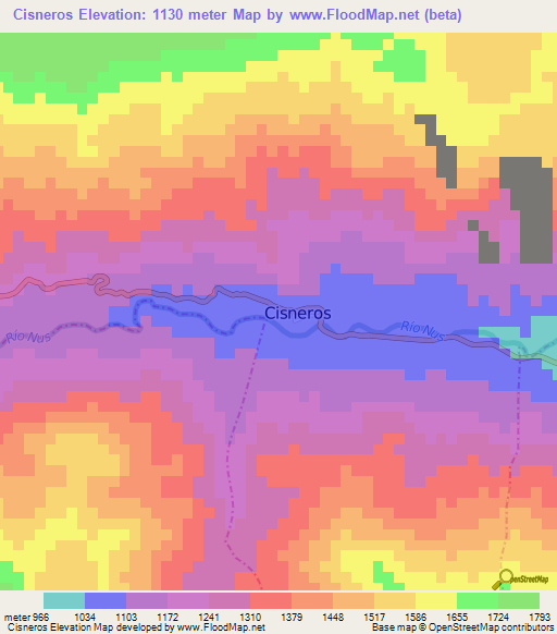 Cisneros,Colombia Elevation Map