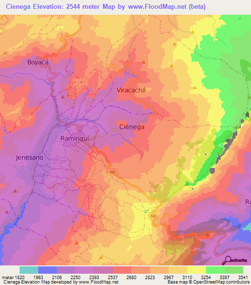 Cienega,Colombia Elevation Map