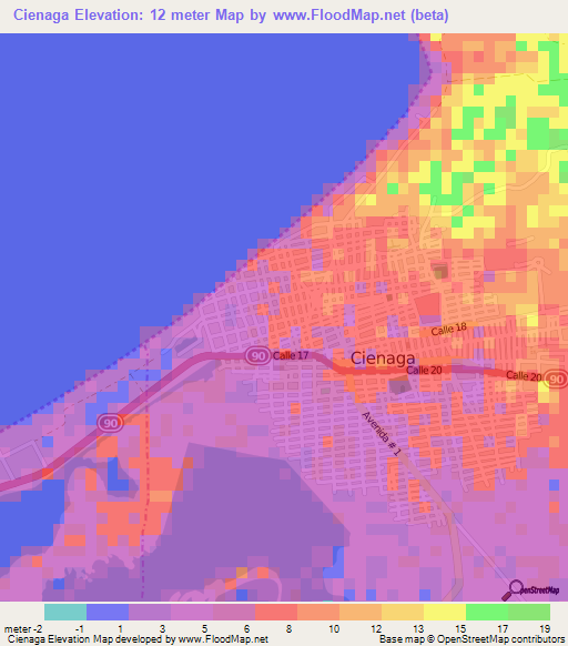 Cienaga,Colombia Elevation Map