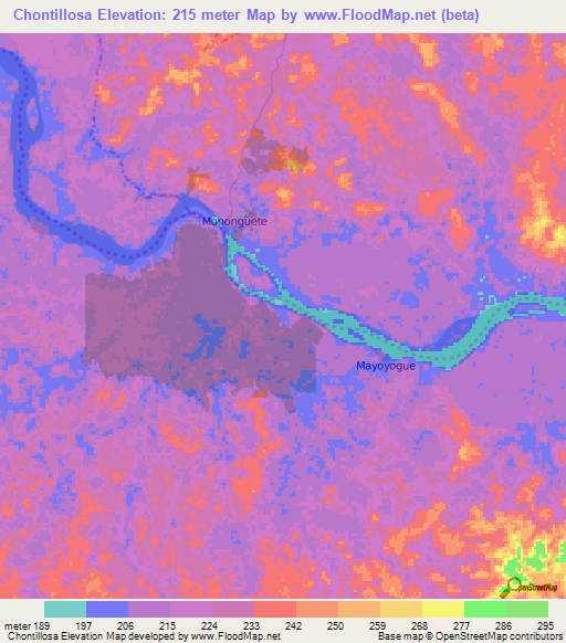 Chontillosa,Colombia Elevation Map