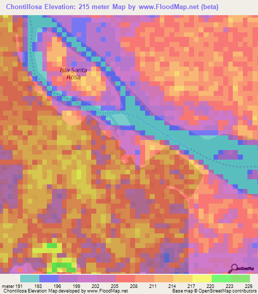 Chontillosa,Colombia Elevation Map