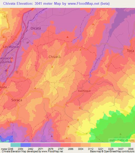 Chivata,Colombia Elevation Map