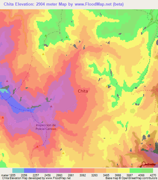 Chita,Colombia Elevation Map