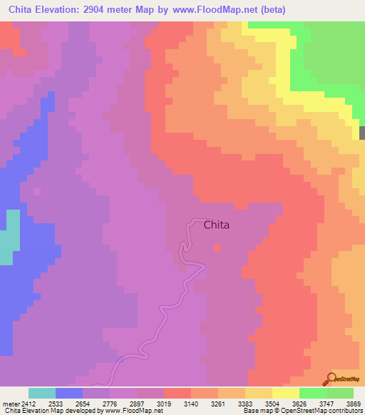 Chita,Colombia Elevation Map