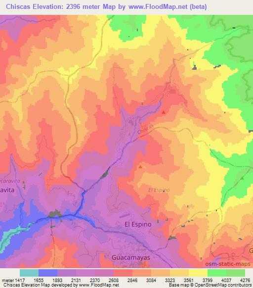 Chiscas,Colombia Elevation Map