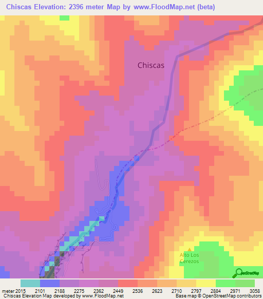 Chiscas,Colombia Elevation Map