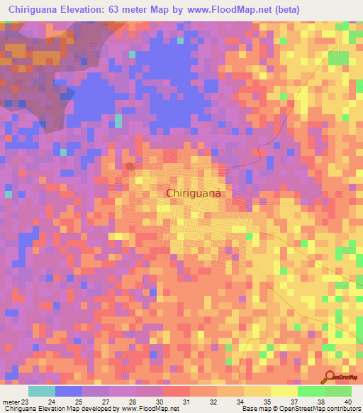 Chiriguana,Colombia Elevation Map