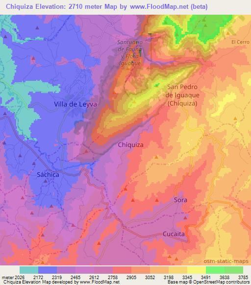 Chiquiza,Colombia Elevation Map