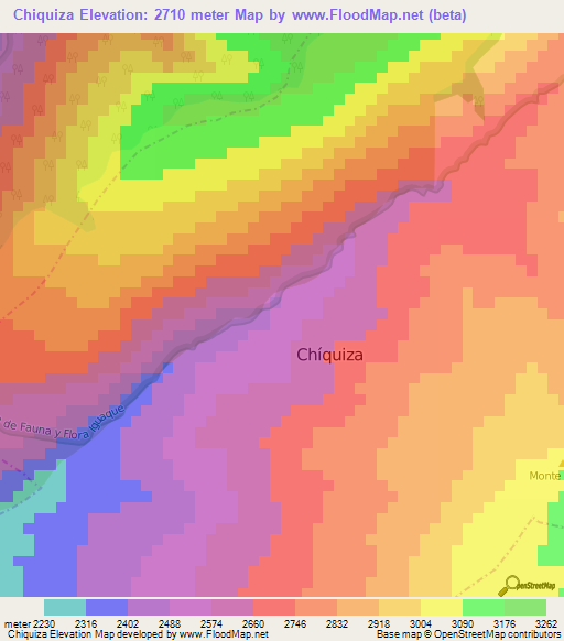 Chiquiza,Colombia Elevation Map