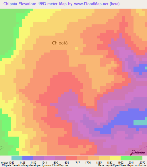 Chipata,Colombia Elevation Map