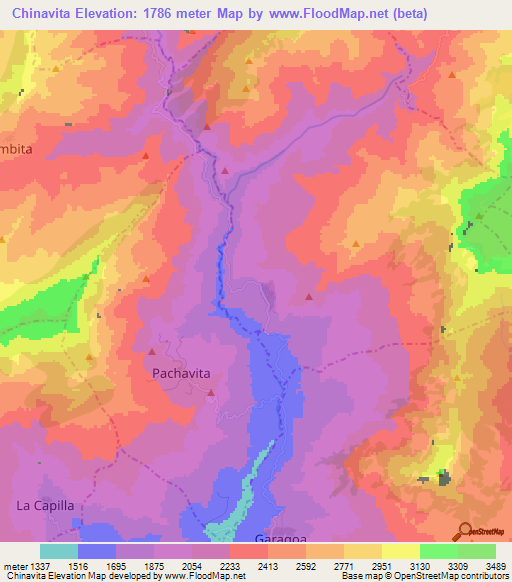 Chinavita,Colombia Elevation Map