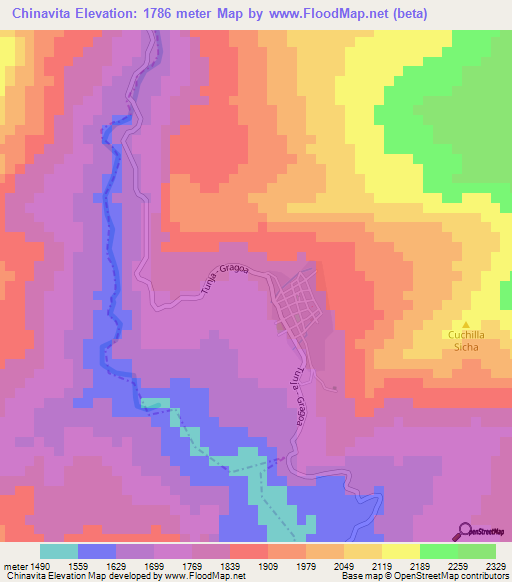 Chinavita,Colombia Elevation Map