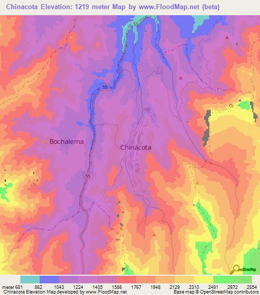 Chinacota,Colombia Elevation Map